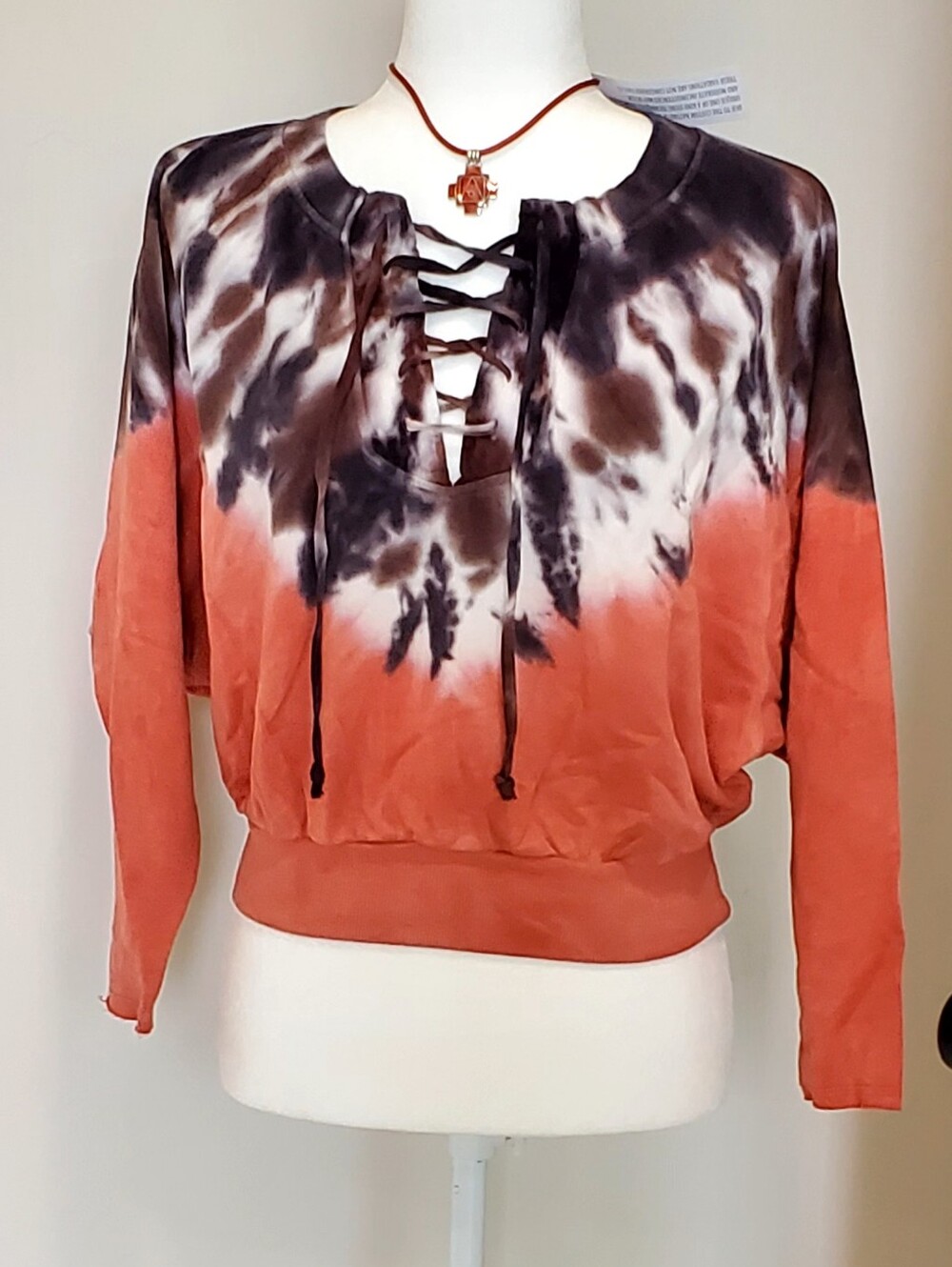 Young Fabulous&Broke Batwing Sleeve Slouchy TieDye Beachy Sweatshirt XS NWT
